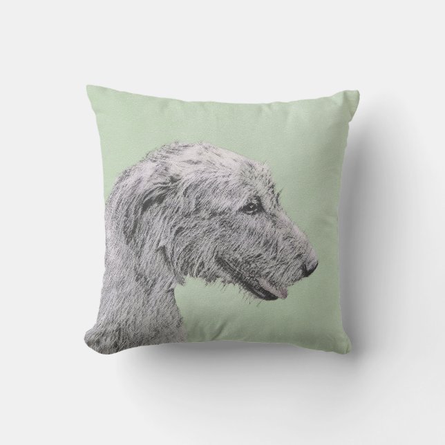 Irish Wolfhound-schilderij - Cute Original Dog Art Buitenkussen (Voorkant)