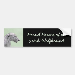 Irish Wolfhound-schilderij - Cute Original Dog Art Bumpersticker