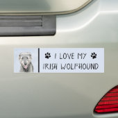 Irish Wolfhound-schilderij - Cute Original Dog Art Bumpersticker (Op auto)