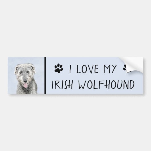 Irish Wolfhound-schilderij - Cute Original Dog Art Bumpersticker (Voorkant)