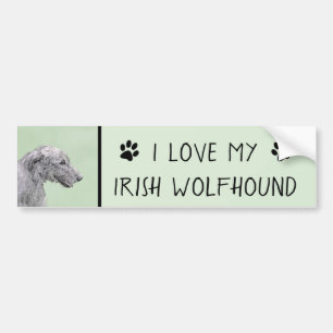 Irish Wolfhound-schilderij - Cute Original Dog Art Bumpersticker