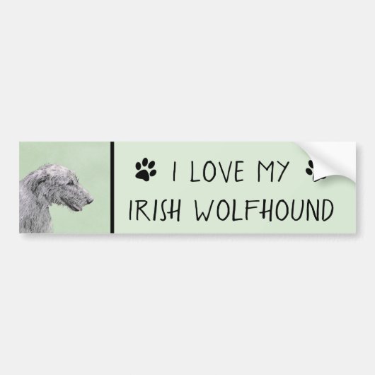 Irish Wolfhound-schilderij - Cute Original Dog Art Bumpersticker (Voorkant)