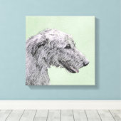 Irish Wolfhound-schilderij - Cute Original Dog Art Canvas Afdruk (Insitu (Houten vloer))