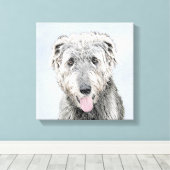Irish Wolfhound-schilderij - Cute Original Dog Art Canvas Afdruk (Insitu (Houten vloer))