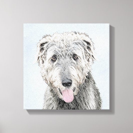 Irish Wolfhound-schilderij - Cute Original Dog Art Canvas Afdruk (Voorkant)