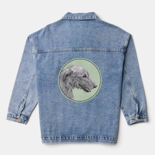 Irish Wolfhound-schilderij - Cute Original Dog Art Denim Jacket (Achterkant)