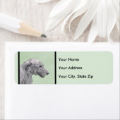 Irish Wolfhound-schilderij - Cute Original Dog Art Etiket (Insitu)