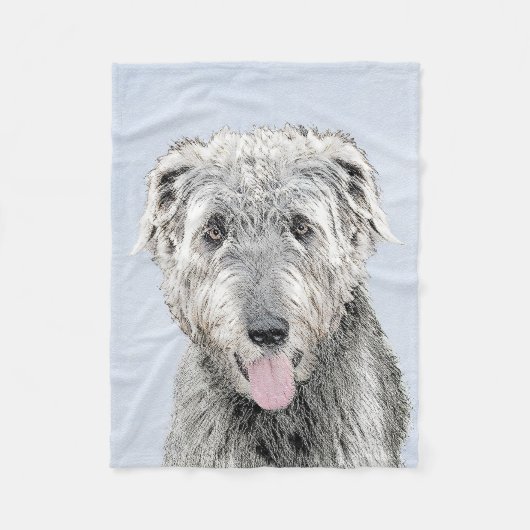 Irish Wolfhound-schilderij - Cute Original Dog Art Fleece Deken (Voorkant)