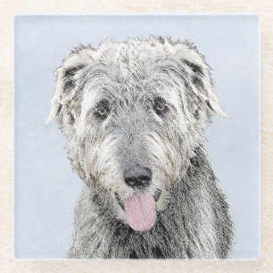 Irish Wolfhound-schilderij - Cute Original Dog Art Glazen Onderzetter