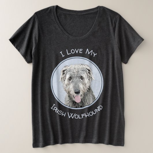 Irish Wolfhound-schilderij - Cute Original Dog Art Grote Maat T-shirt (Design voorkant)