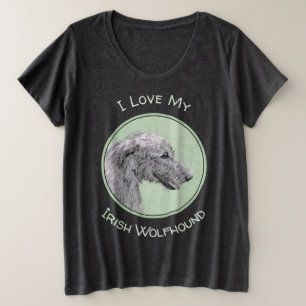 Irish Wolfhound-schilderij - Cute Original Dog Art Grote Maat T-shirt