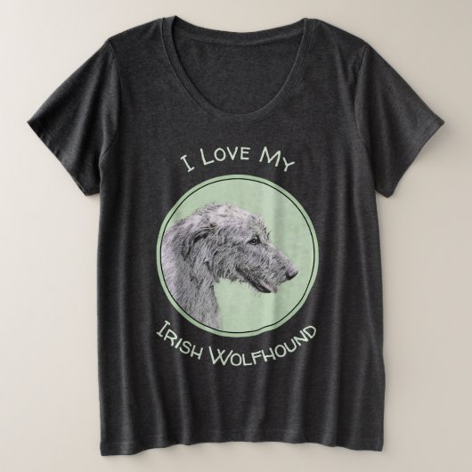 Irish Wolfhound-schilderij - Cute Original Dog Art Grote Maat T-shirt (Design voorkant)