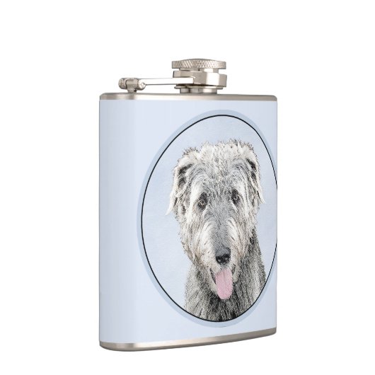 Irish Wolfhound-schilderij - Cute Original Dog Art Heupfles (Rechts)