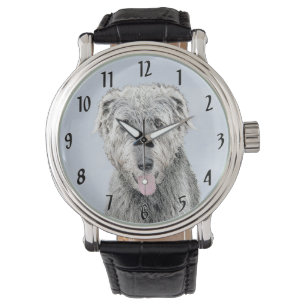 Irish Wolfhound-schilderij - Cute Original Dog Art Horloge