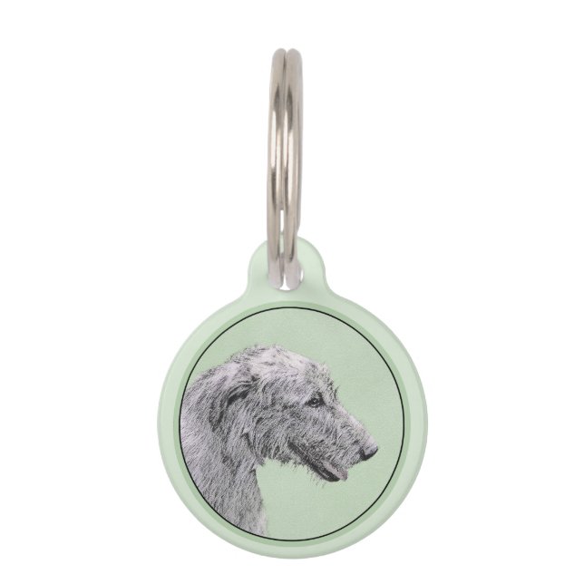 Irish Wolfhound-schilderij - Cute Original Dog Art Huisdierpenning (Voorkant)