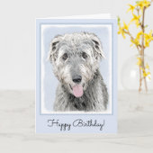 Irish Wolfhound-schilderij - Cute Original Dog Art Kaart (Gele Bloem)