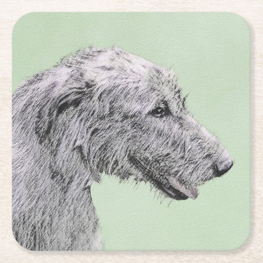 Irish Wolfhound-schilderij - Cute Original Dog Art Kartonnen Onderzetters (Voorkant)