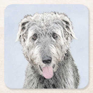 Irish Wolfhound-schilderij - Cute Original Dog Art Kartonnen Onderzetters