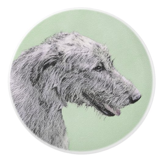 Irish Wolfhound-schilderij - Cute Original Dog Art Keramische Knop (Voorkant)