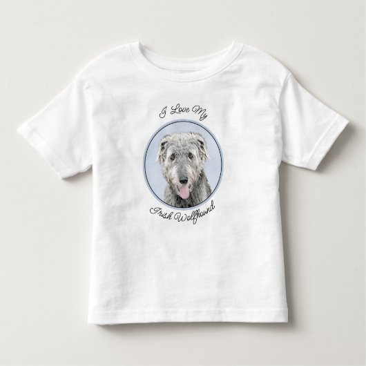 Irish Wolfhound-schilderij - Cute Original Dog Art Kinder Shirts (Voorkant)