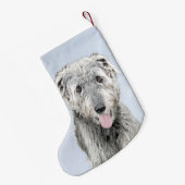 Irish Wolfhound-schilderij - Cute Original Dog Art Kleine Kerstsok (Achterkant (Hangend))