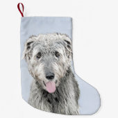 Irish Wolfhound-schilderij - Cute Original Dog Art Kleine Kerstsok (Voorkant)