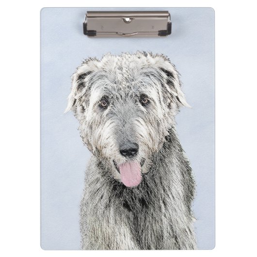 Irish Wolfhound-schilderij - Cute Original Dog Art Klembord (Voorkant)