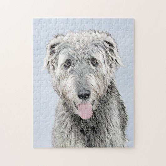 Irish Wolfhound-schilderij - Cute Original Dog Art Legpuzzel (Verticaal)