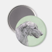 Irish Wolfhound-schilderij - Cute Original Dog Art Magneet (Voorkant / Achterkant)