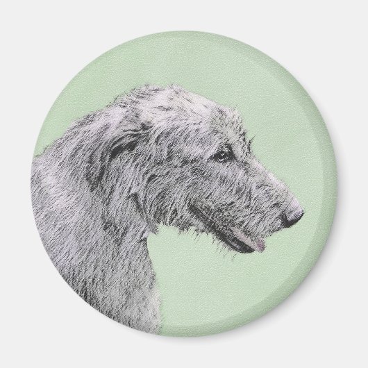 Irish Wolfhound-schilderij - Cute Original Dog Art Magneet (Voorkant)