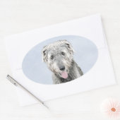 Irish Wolfhound-schilderij - Cute Original Dog Art Ovale Sticker (Envelop)