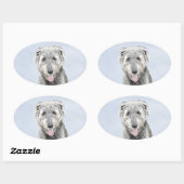 Irish Wolfhound-schilderij - Cute Original Dog Art Ovale Sticker (Vel)