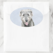 Irish Wolfhound-schilderij - Cute Original Dog Art Ovale Sticker (Tas)