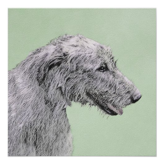 Irish Wolfhound-schilderij - Cute Original Dog Art Perfect Poster (Voorkant)