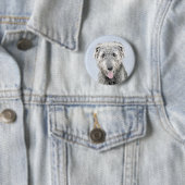 Irish Wolfhound-schilderij - Cute Original Dog Art Ronde Button 5,7 Cm (In situ)