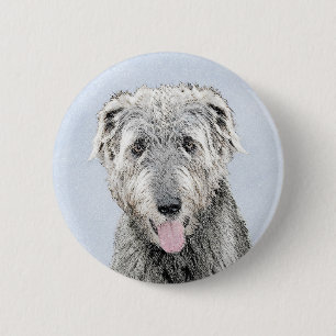 Irish Wolfhound-schilderij - Cute Original Dog Art Ronde Button 5,7 Cm