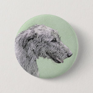 Irish Wolfhound-schilderij - Cute Original Dog Art Ronde Button 5,7 Cm