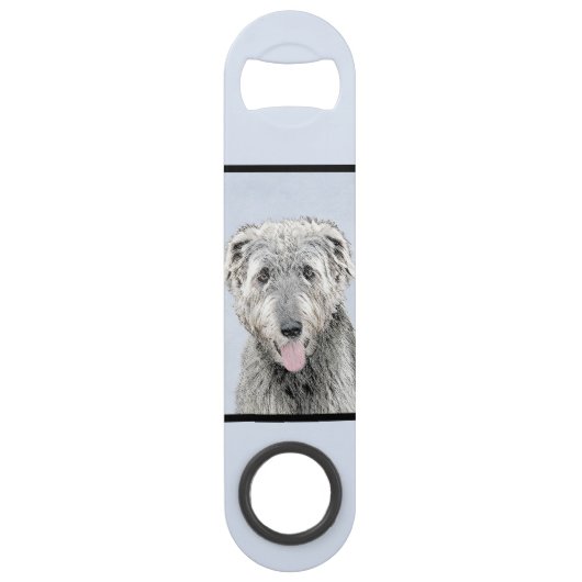 Irish Wolfhound-schilderij - Cute Original Dog Art Speed Flessenopener (Achterkant)