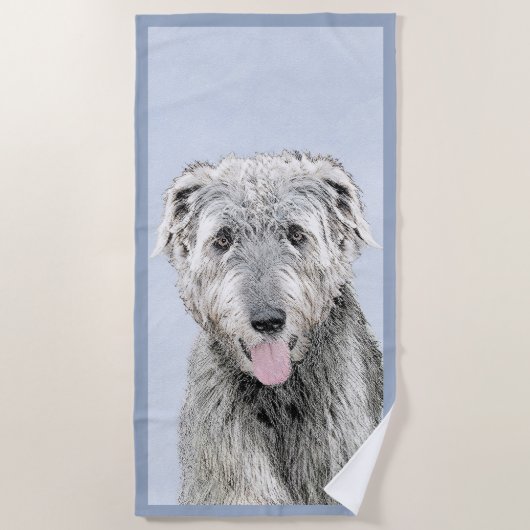 Irish Wolfhound-schilderij - Cute Original Dog Art Strandlaken (Voorkant)