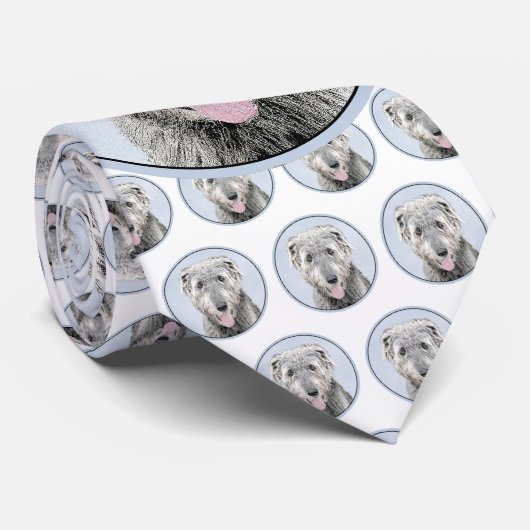 Irish Wolfhound-schilderij - Cute Original Dog Art Stropdas (Opgerold)