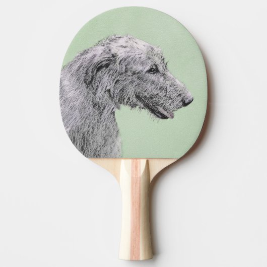 Irish Wolfhound-schilderij - Cute Original Dog Art Tafeltennisbatje (Voorkant)