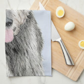 Irish Wolfhound-schilderij - Cute Original Dog Art Theedoek (Quarter Fold)
