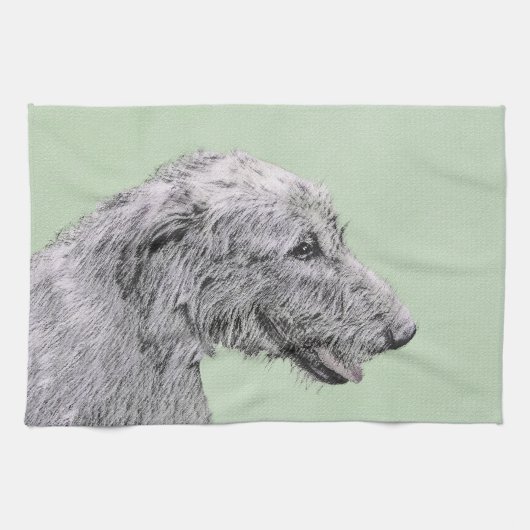 Irish Wolfhound-schilderij - Cute Original Dog Art Theedoek (Horizontaal)