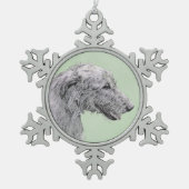 Irish Wolfhound-schilderij - Cute Original Dog Art Tin Sneeuwvlok Ornament (Voorkant)