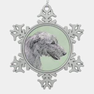 Irish Wolfhound-schilderij - Cute Original Dog Art Tin Sneeuwvlok Ornament