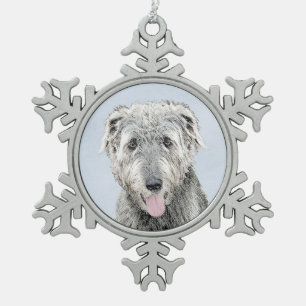 Irish Wolfhound-schilderij - Cute Original Dog Art Tin Sneeuwvlok Ornament