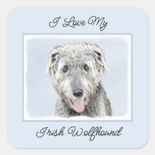 Irish Wolfhound-schilderij - Cute Original Dog Art Vierkante Sticker