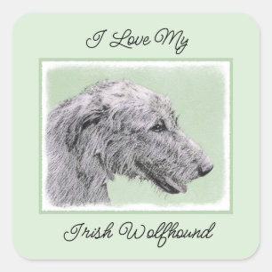 Irish Wolfhound-schilderij - Cute Original Dog Art Vierkante Sticker
