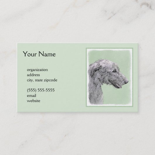Irish Wolfhound-schilderij - Cute Original Dog Art Visitekaartje (Voorkant)