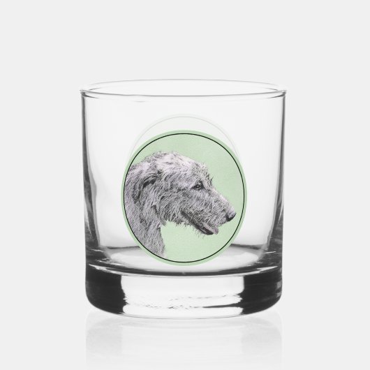 Irish Wolfhound-schilderij - Cute Original Dog Art Whisky Glas (Voorkant)